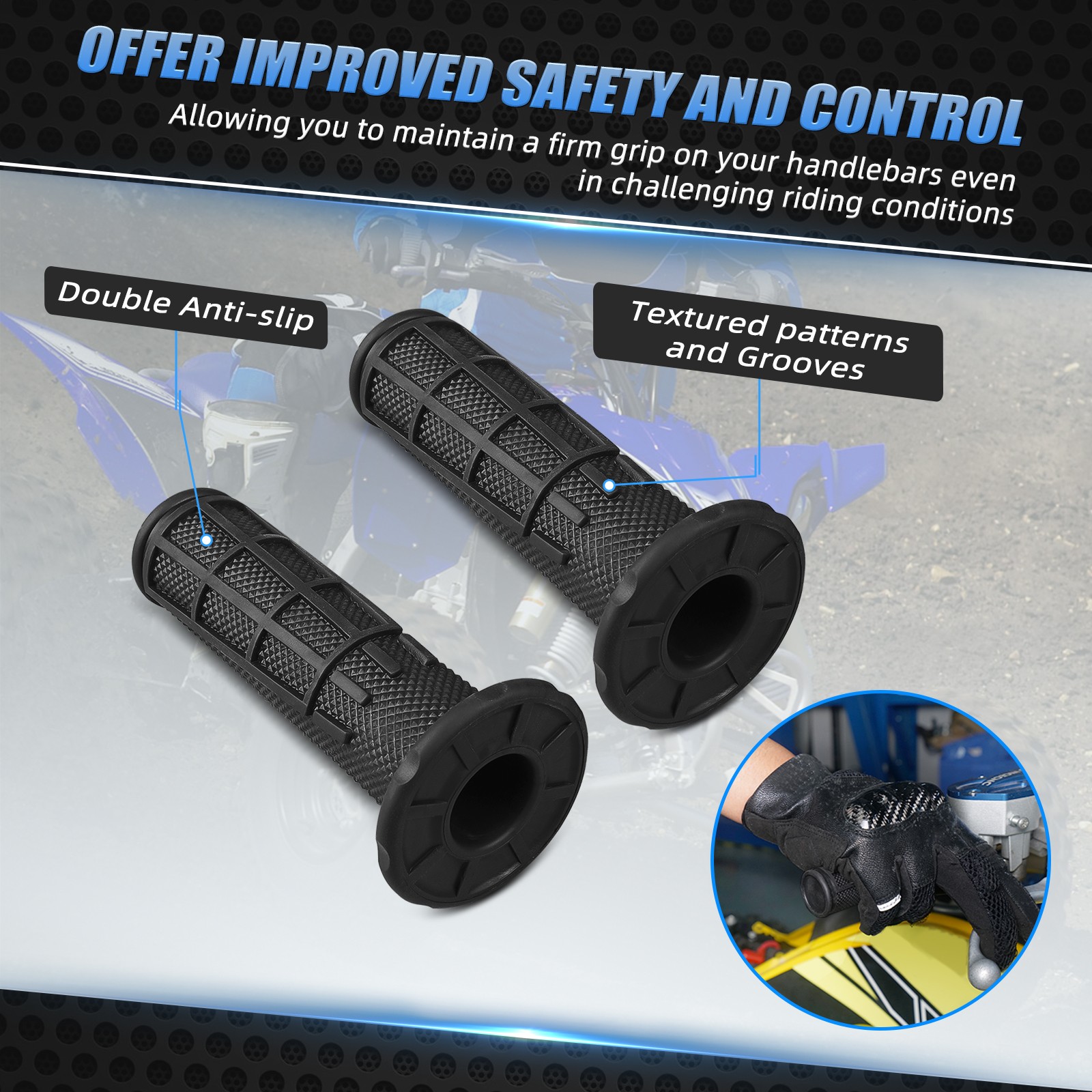 For YAMAHA BLASTER 200 Left + Right Rubber Handlebar Throttle Grips 1988-2006