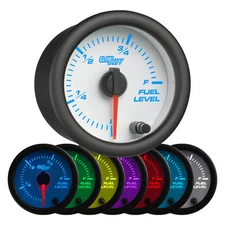 GlowShift 52mm White 7 Color LED Adjustable Fuel Level Gauge