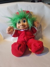 Vintage Russ Christmas Troll Doll Kids Stuffed Plush Holiday Toy Green Hair