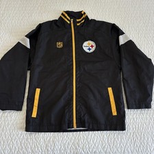 NFL Team Apparel Youth 14-16 L Windbreaker Pittsburgh Steelers Zip Jacket Black