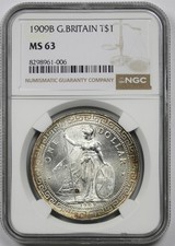 1909-B Great Britain Trade Dollar T$1 – NGC MS 63 – Silver – Bombay Mint