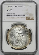 1909-B Great Britain Trade Dollar T$1 – NGC MS 63 – Silver – Bombay Mint