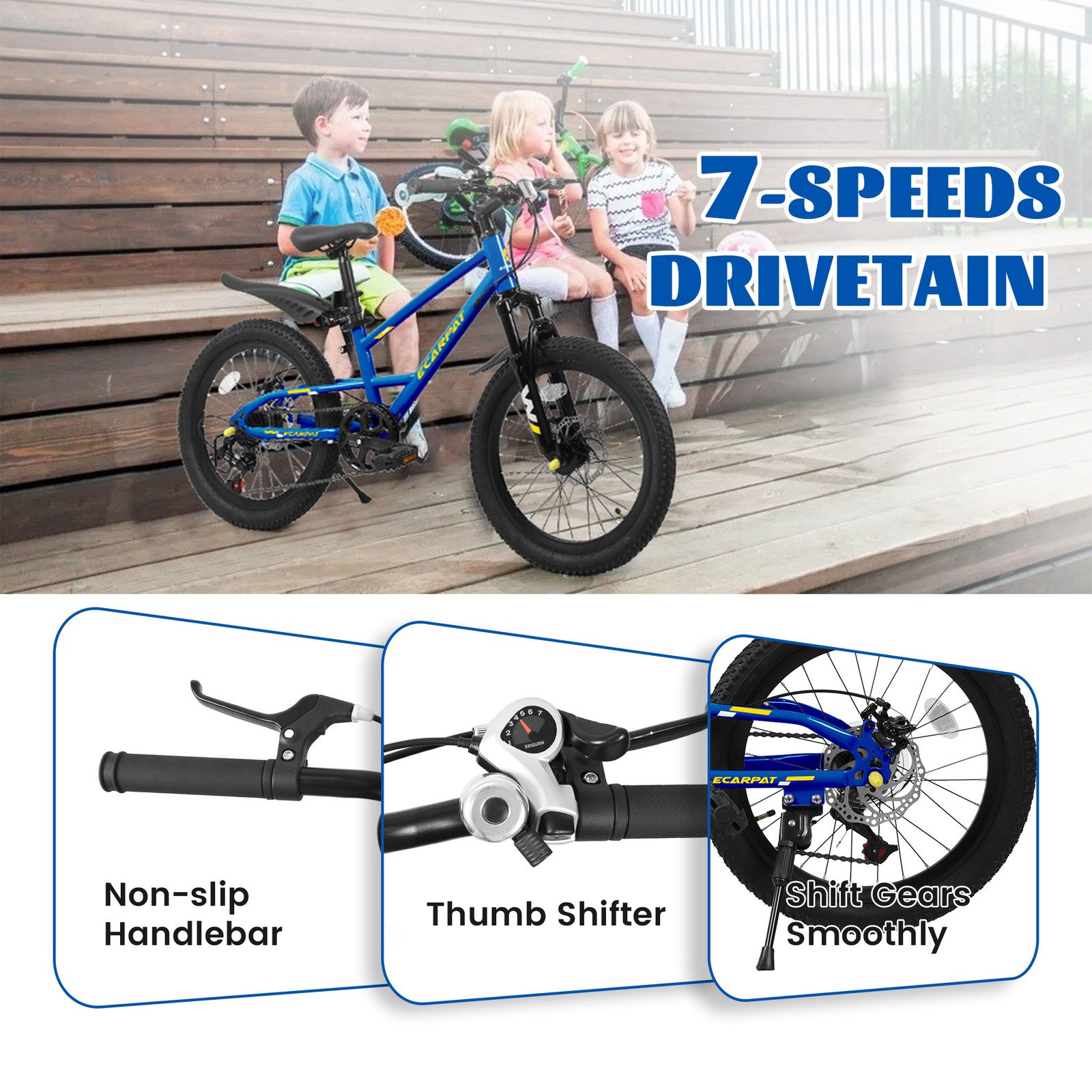 20in Mountain Kids Bike for Ages 6-12 7-Speed Bicycle w/ Front Suspension