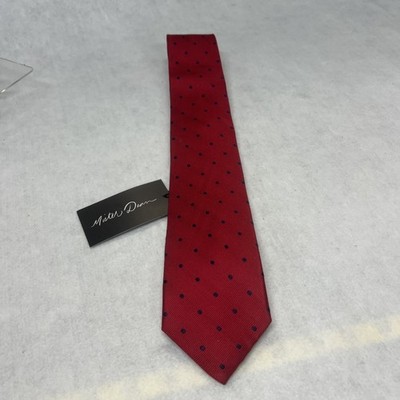 NWT Mr. Dean Churchill Red / Navy Silk Handmade Necktie
