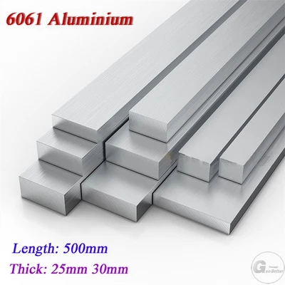 6061 Aluminium Flat Bar Al 25mm 30mm Thick All Sizes Cut to Length 500mm - Image 1 of 4