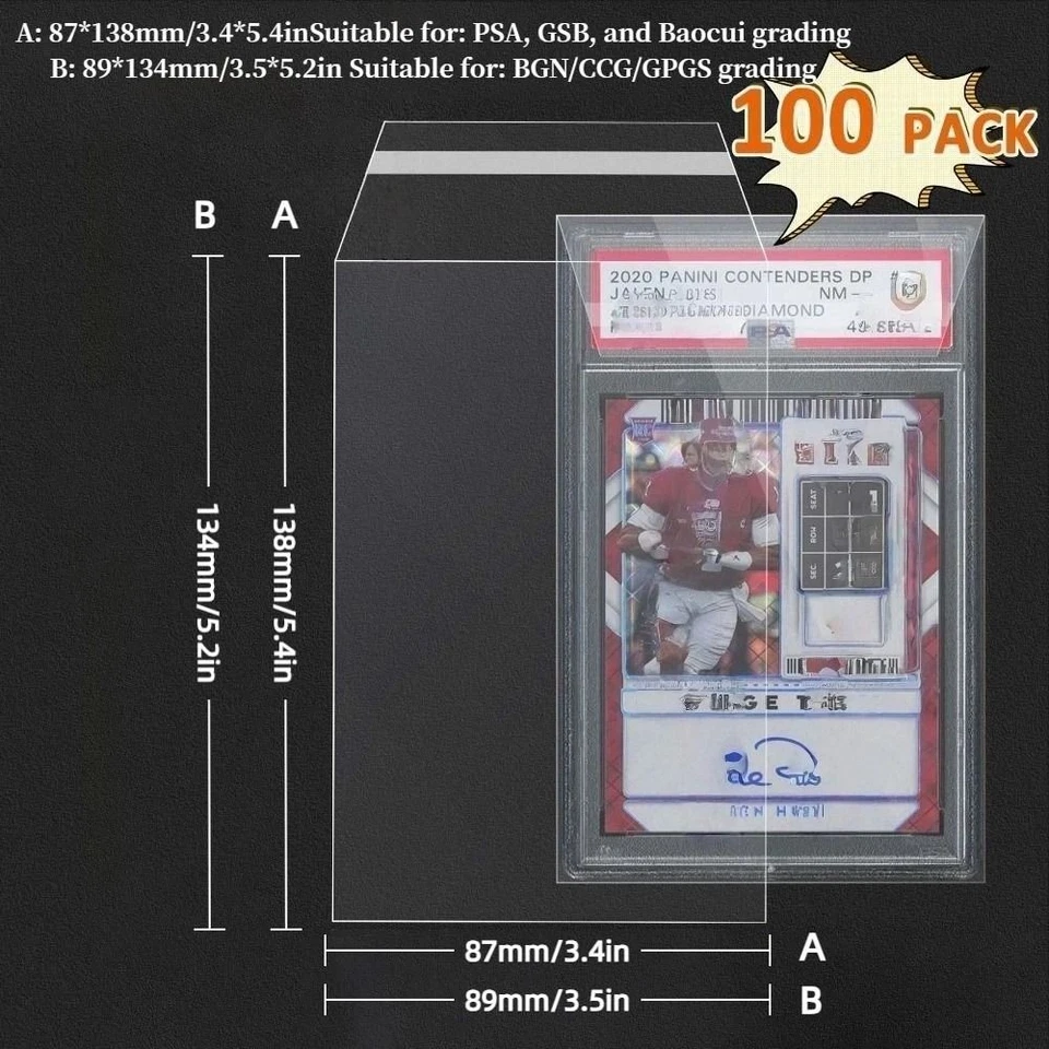 100 Sheets Strong PSA BGS Slab Sleeve Score Card Protective Film For Card Box - image 2 of 4