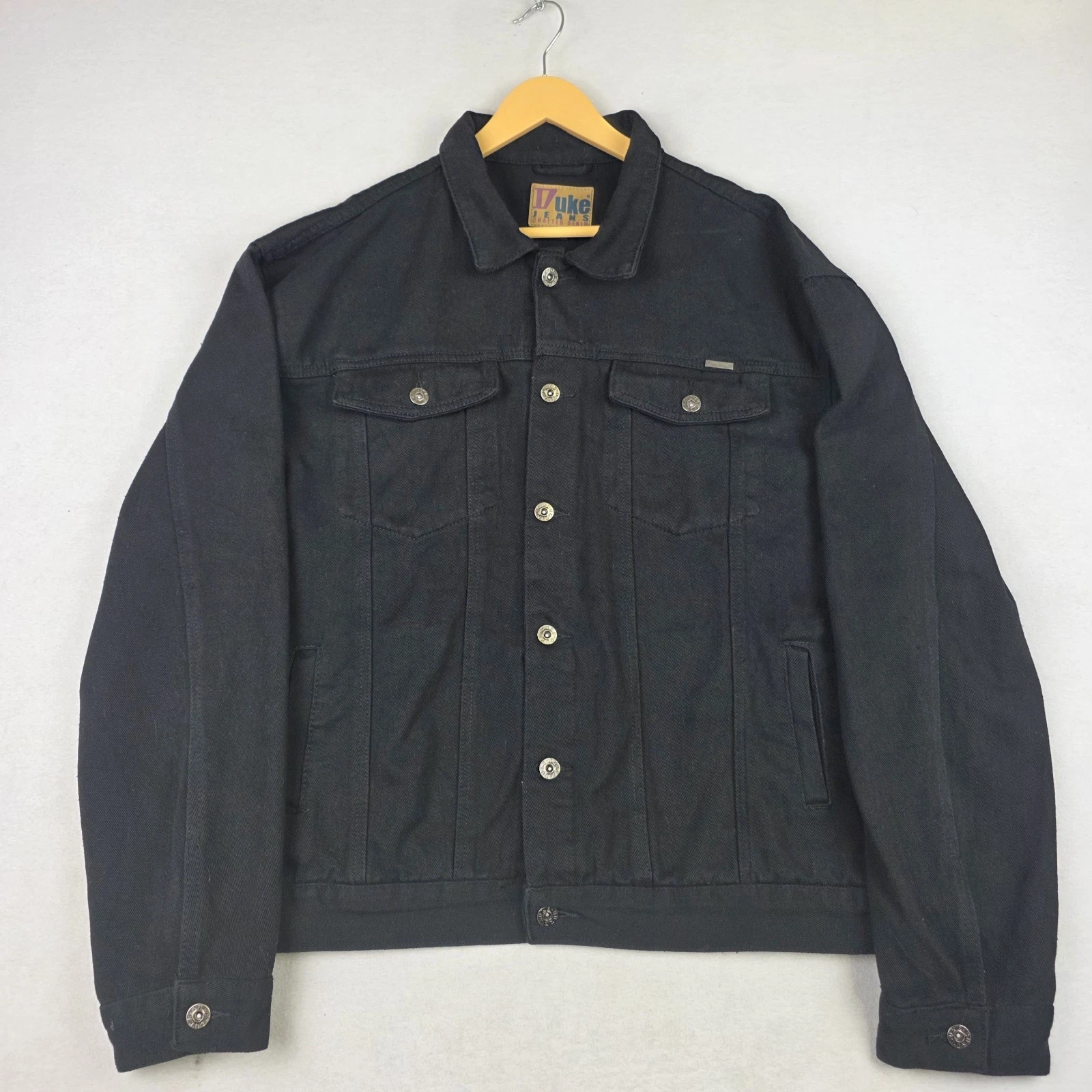 Mens Duke Jeans Black Denim Jacket 2XL Trucker Style Button Front Casual
Opens in a new window or ta
