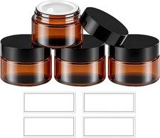 Thick Amber 1 oz Glass Jars with Lids Inner Liners, 4 Pack Small Amber Glass J
