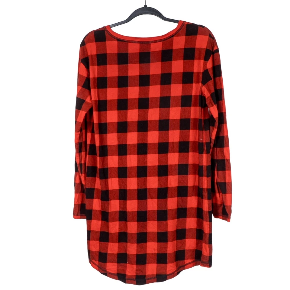 Xhilaration Nightgown S Womens Red Buffalo Plaid Long Sleeve Nightie Cotton - Image 2 of 4