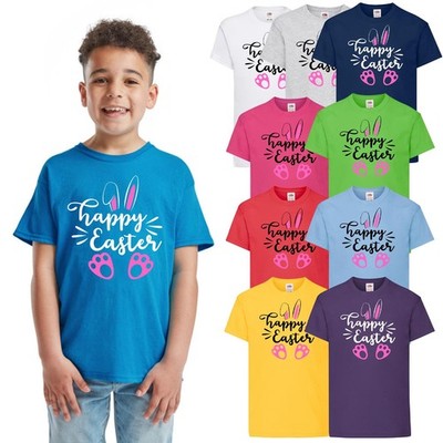 Kinder Frohe Ostern T-Shirt Jungen Mädchen Hasenohren Eiersuche süß Hase Tee
