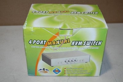 New 4-Port Manual KVM Switch - Control Multiple PCs w/1 Keyboard,Monitor,Mouse