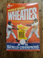 1991 Minnesota Twins World Champions UNOPENED Wheaties Box (2!) Puckett Hrbek