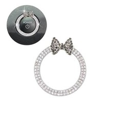 Bow Car Accessories,Black Bow Tie Push Start Button Ring,Girly Rhinestone