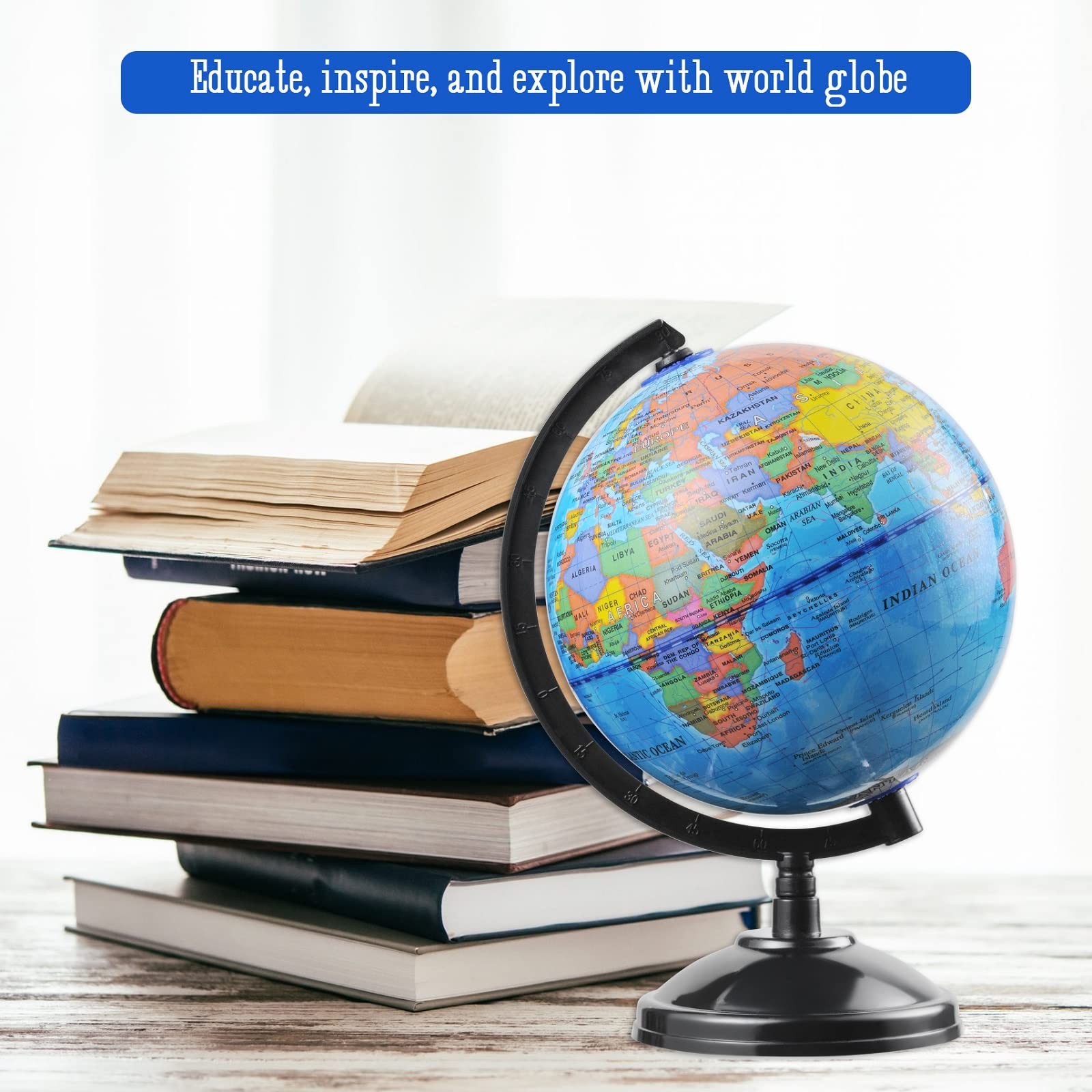 World Globe for Kids Learning - 6 inch Interactive Earth Globe with Stand for