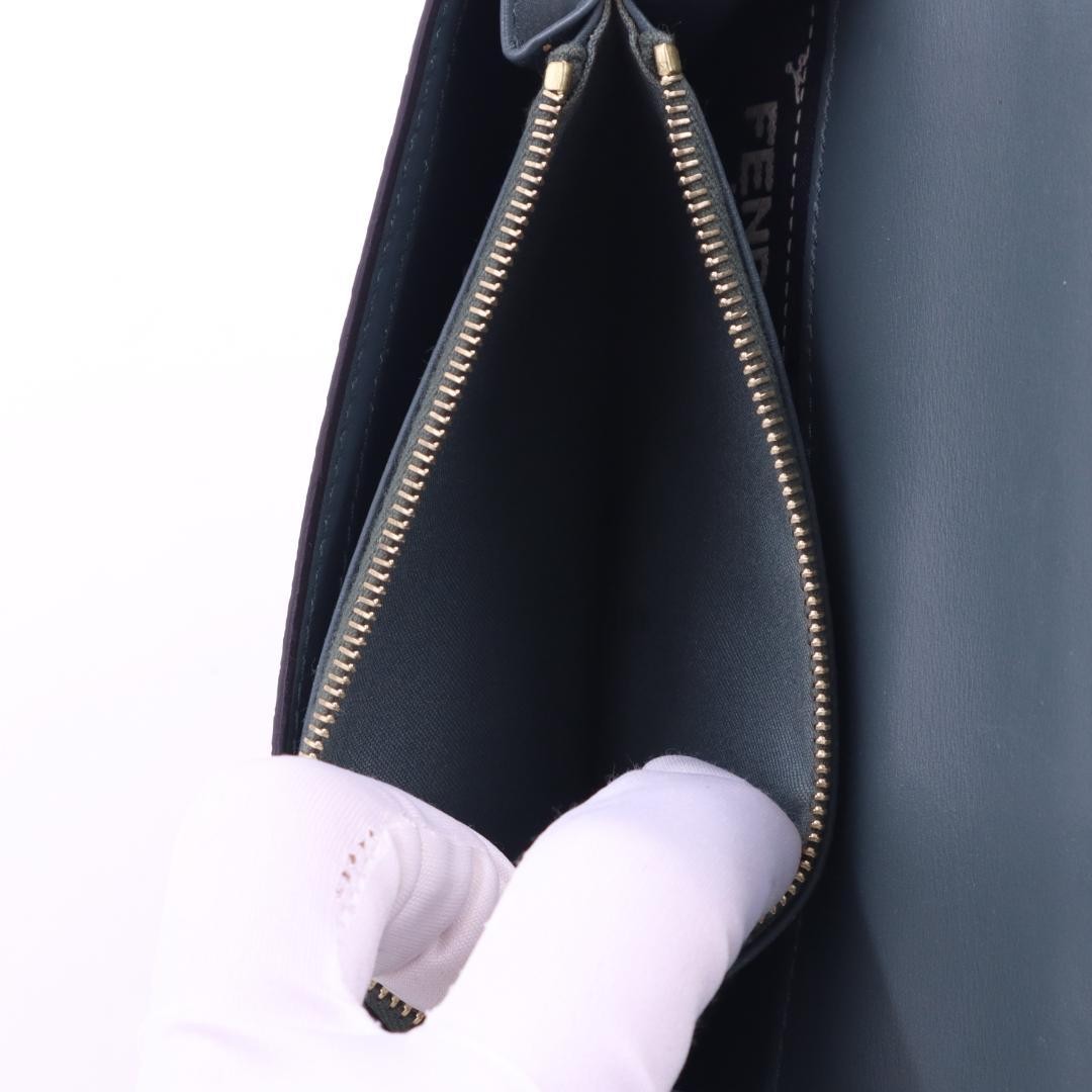 FENDI Peekaboo Long Wallet Python Leather Blue Go… - image 6