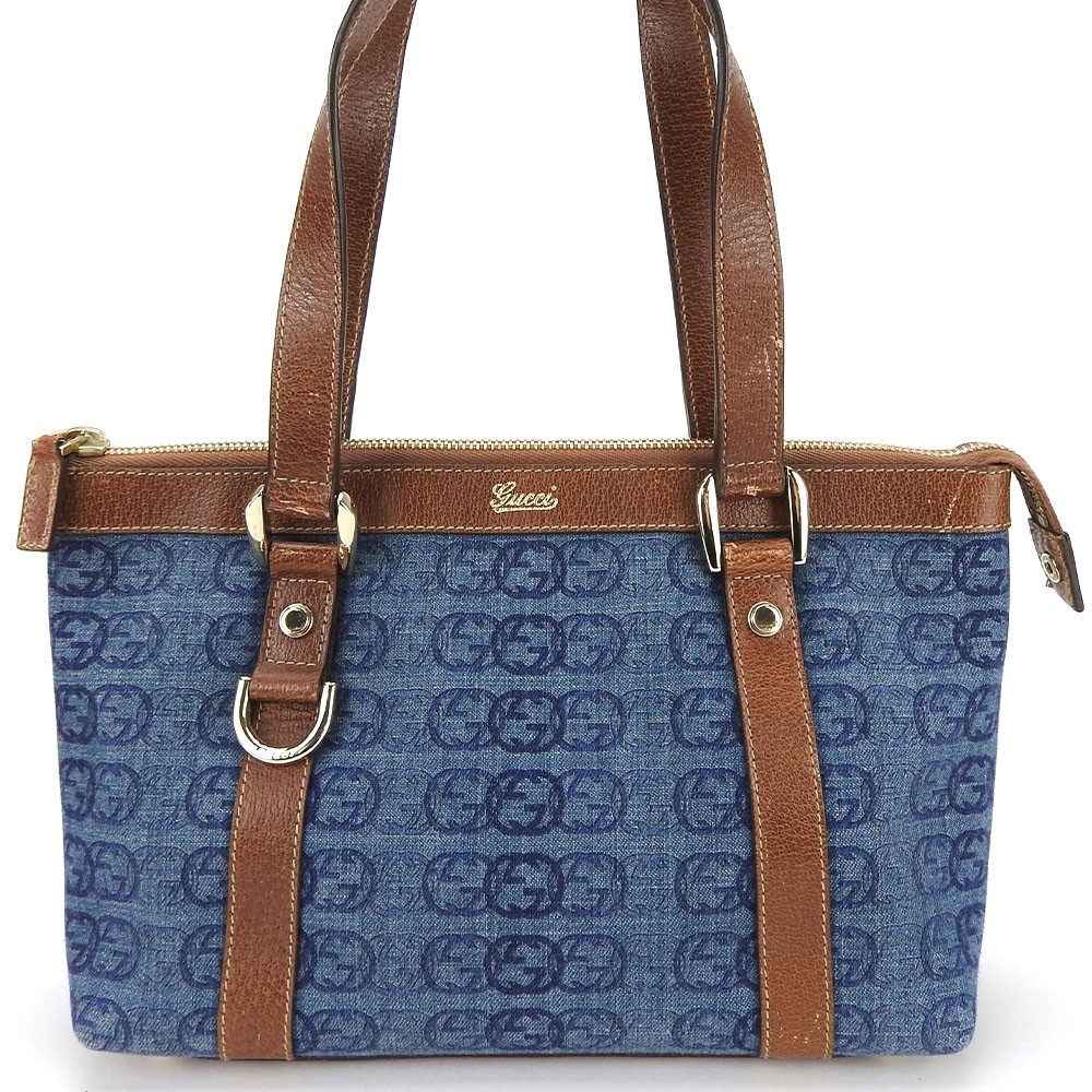 Used Gucci Mini Handbag 141471 Interlocking Leather Denim