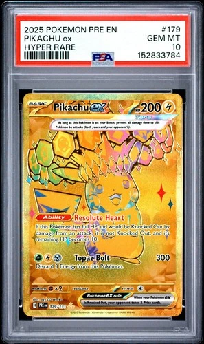 PSA 10 PIKACHU EX 179/131 HYPER RARE PRISMATIC EVOLUTIONS POKEMON 😍