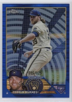 2023 Topps Chrome Blue Sonar Refractor 86/125 Corbin Burnes #214 13o1
