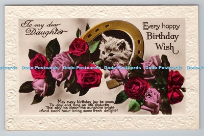 R794560 An meine liebe Tochter Katze Rosen Foto Postkarte