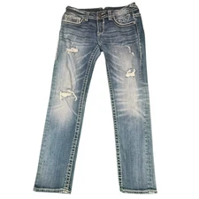 Vigoss The Dublin Tomboy Distressed Jeans Blue Denim Size 29x26