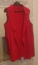 Women's Red Blazer Jacket Sleeveless Blazer Size 22 Party Wear Casual Plus Size 