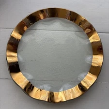 Annieglass 9.25" Ruffled Plate 24K Gold Edge - Handmade, Signed 1985 USA