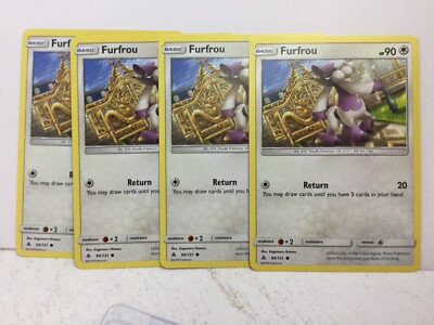 POKEMON 4X FURFROU 99/131 COMMON CARD SUN & MOON FORBIDDEN LIGHT NM/MINT