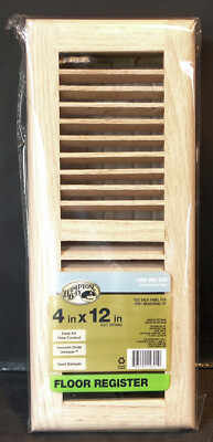 Hampton Bay 4'' X 12'' Unfinished Oak Floor Register Drop In Vent with Damper Faux