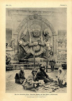 Tibetische Händler Markt in Kathmandu Todesgöttin Kali Historisches Bilddok.1904
