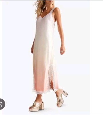 Ted Baker MIB Dusky Pink Ombre Laceill Slip Dress Lace Straps Ted Size UK  16