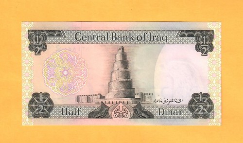 IRAQ-1/2 DINAR-1973-SCARCE SIGN 17 ABDUL HASSAN ZALZALAH-PICK 62-S/N 834850, UNC - Picture 2 of 2