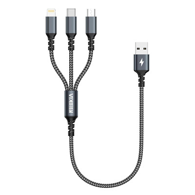  Universal 3-in-1 Short Multi-USB Charging Cable: Fast, Durable, Versatile''