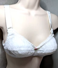 Jeunique 28B White Lace Cup Wireless Bra Full Support Style J3020