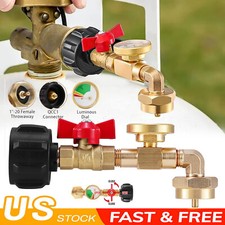 Propane Refill Adapter w/ON-Off Valve and Gauge Fill 1Lb Bottle From 5-40Lb Tank