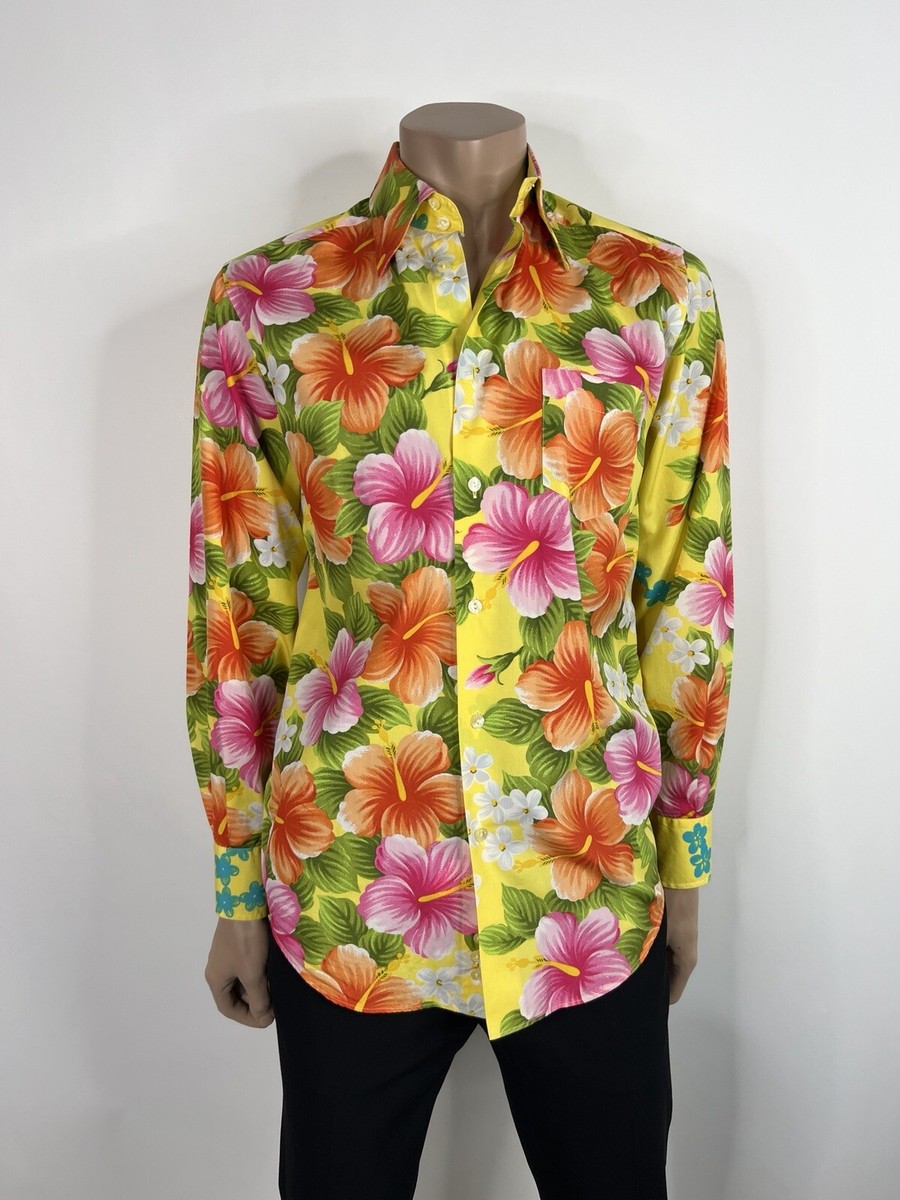 Vtg Dolce & Gabbana SS2001 Yellow Hibiscus Print Cotton