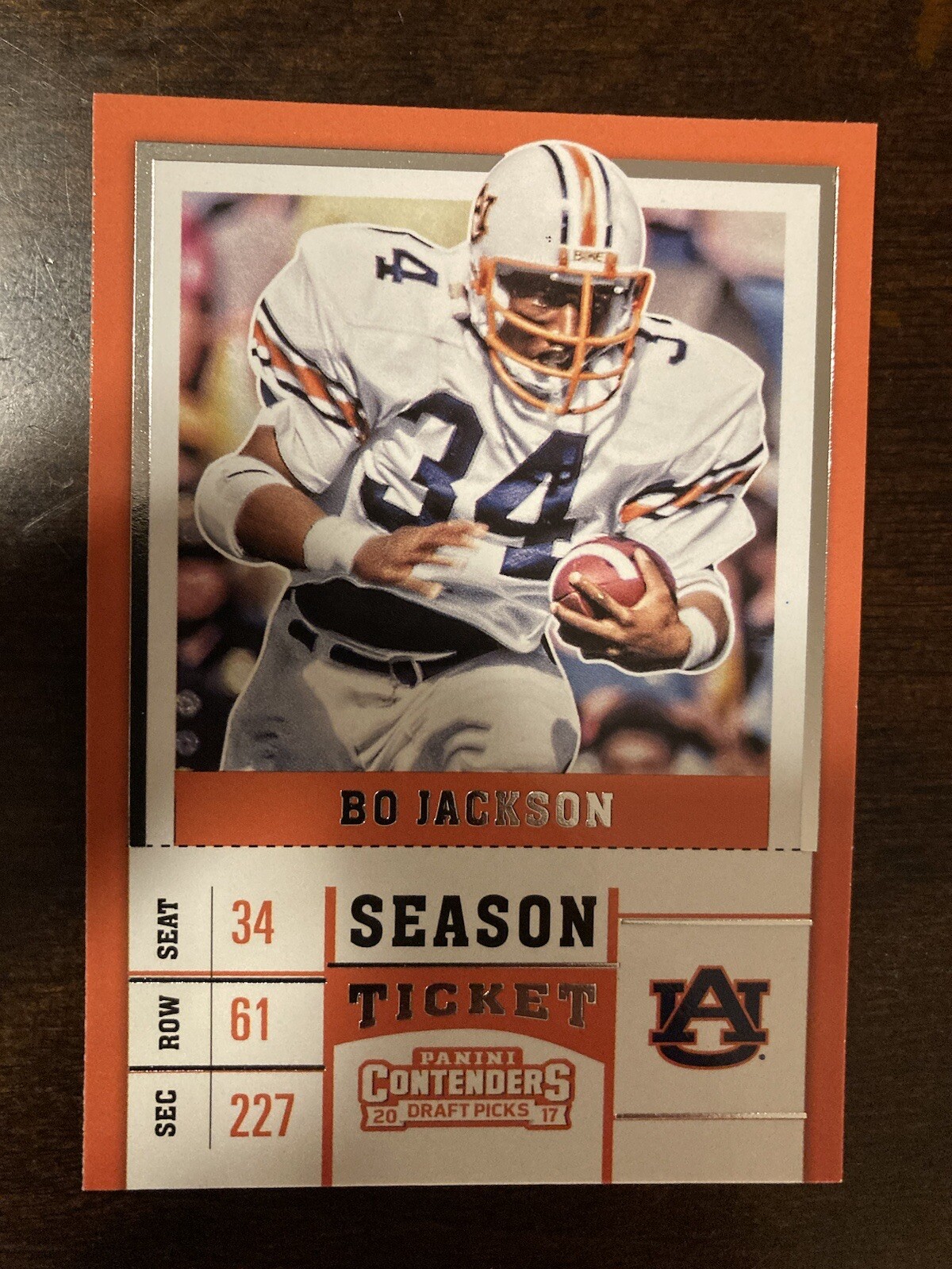 Bo Jackson 2017 Panini Contenders Draft Picks Season Ticket #13 Auburn Tigers