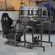 Marada Racing Sim Cockpit With Triple Monitor Stand & Seat Fit Logitech G923 G29