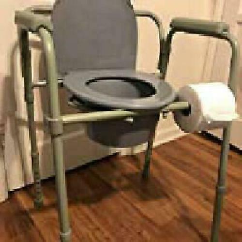 Adult Toilet Seat Folding Bedside Potty Chair Commode Steel Portable Bariatric - Picture 8 of 9
