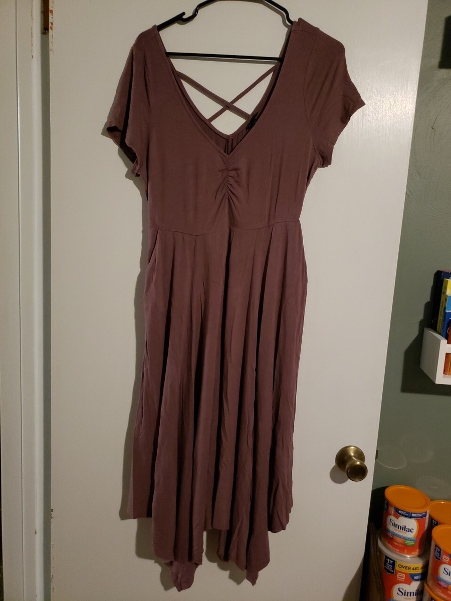 Torrid Knit Cinch Front Skater Dress Size Mauve Plus Size Midi