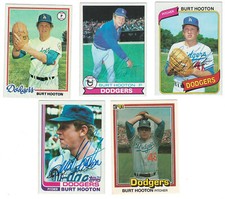 BURT HOOTON Signed Lot 5 Baseball Cards 1978-1982 / Autographed Dodgers JSA