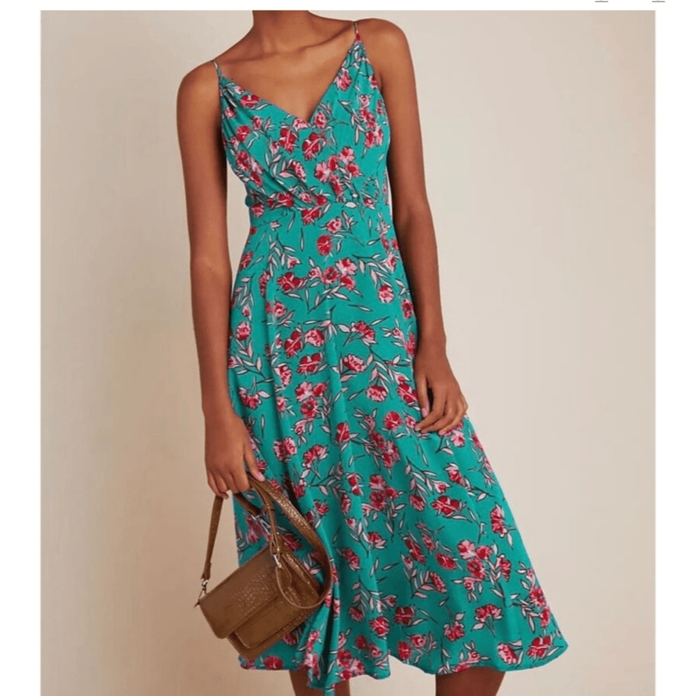 Anthropologie Yumi Kim Vienna Silk Dress in dandelion emerald green size 0  | eBay