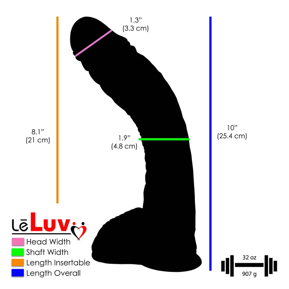 Consolador Big Bent 10 Pulgadas Realista Enorme Ventosa Venosa Curvada LeLuv Foto 3 de 3