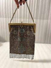 Vintage 1900s French Beaded Art Nouveau Purse Handbag, Heavy Beading WOW