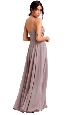 chinese dress ladies Taupe Printed Maxi Dress With Open Back main image 1