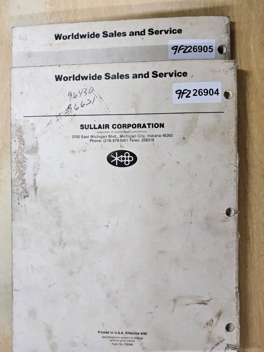 ONE Sullair Compressor, 750 CFM Portable Rotary Screw, Operator's