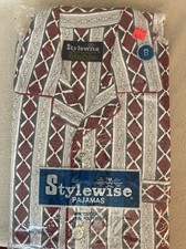 NIP STYLEWISE Mens Pajamas 80/20 Cotton/Poly Size B Medium Red/Gray Diamond