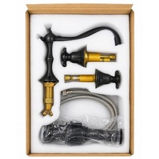 NIB Gold Brass Faucet Modern Farmhouse High Arc Mixer Tap Kitchen Bath Updates