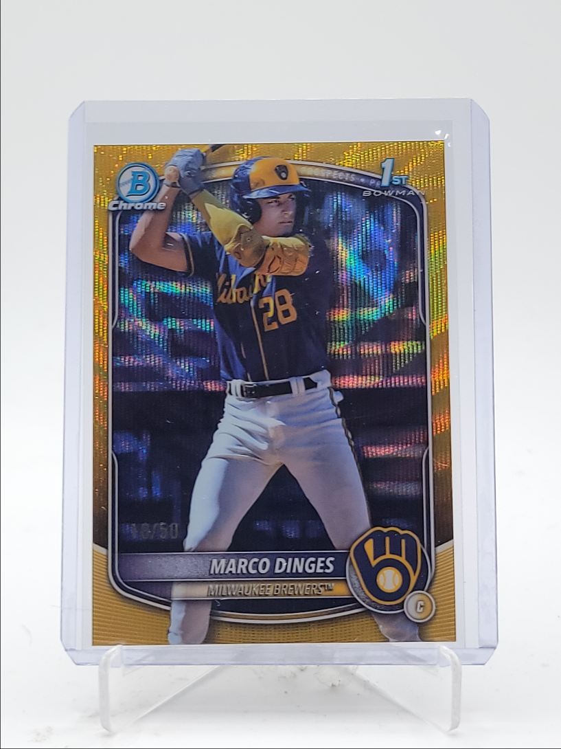 MARCO DINGES 2025 BOWMAN CHROME 1ST GOLD WAVE REFRACTOR BREWERS /50 Q3967