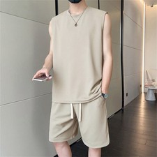 Mens Tracksuit 2-Piece Set Short Sleeve T Shirt Shorts Sweatsuit Outfit Set