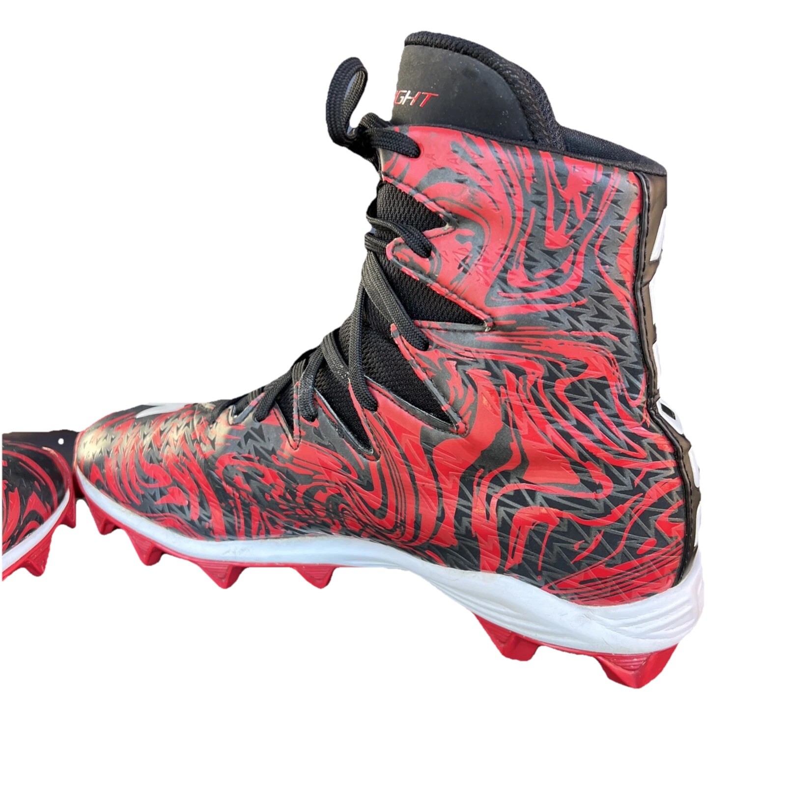 Under Armour Highlight Lux Marble Mens Sz 7 Football Cleats Red Blk 1289772-061 thumbnail 9